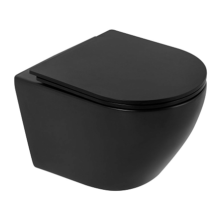 Унитаз подвесной COLORATO безободковый с креплением, чёрный матовый, BB062CHR-MB(+ сиденье) BB062SC(