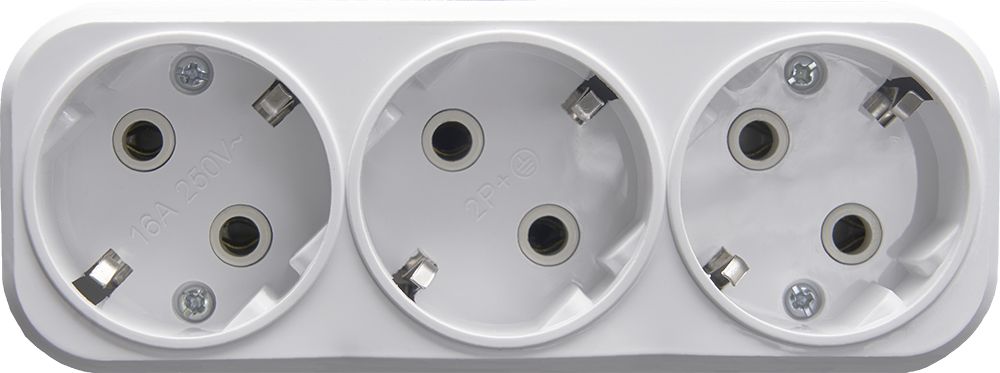 Разветвитель сетевой 3-местный с/з, ADP16-23-20, белый STEKKER