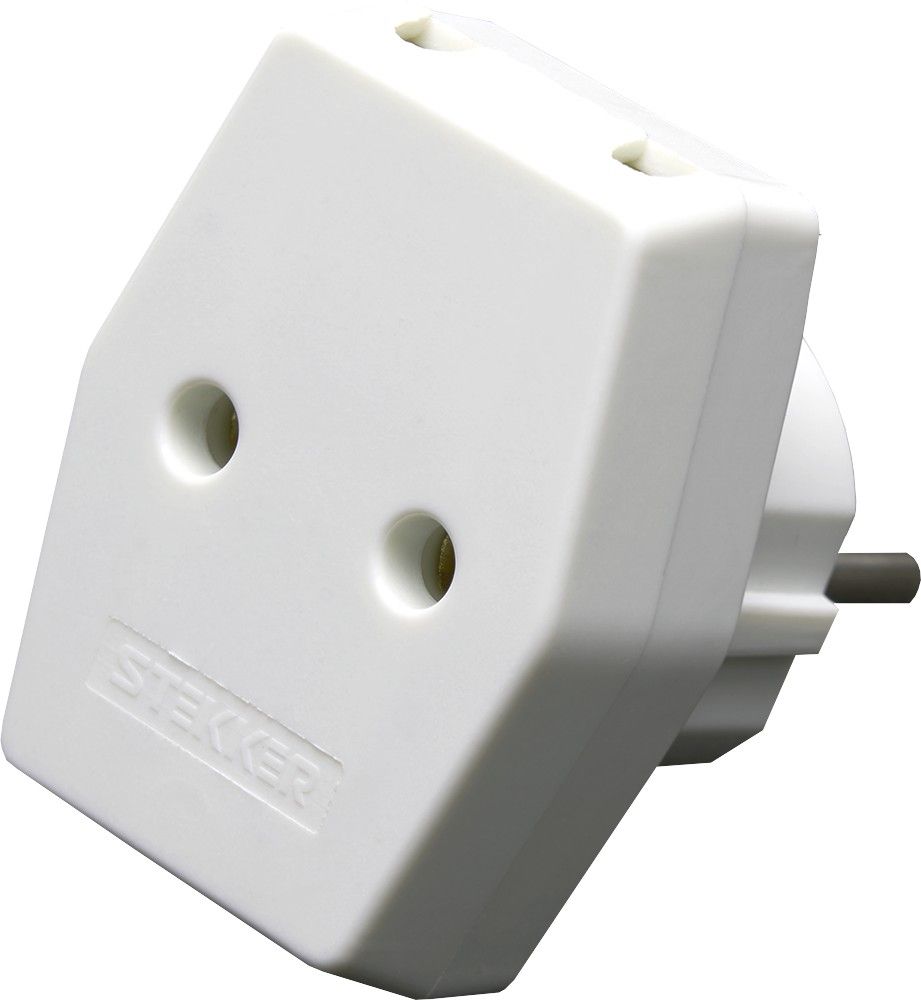 Разветвитель сетевой компактный 3-местный б/з, ADP10-16-20, белый STEKKER