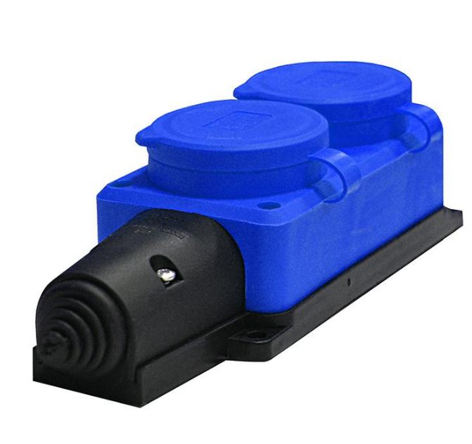 Колодка 2-м 1ф "КОМПАКТ" с заглушками каучук син. UNIVersal 3043