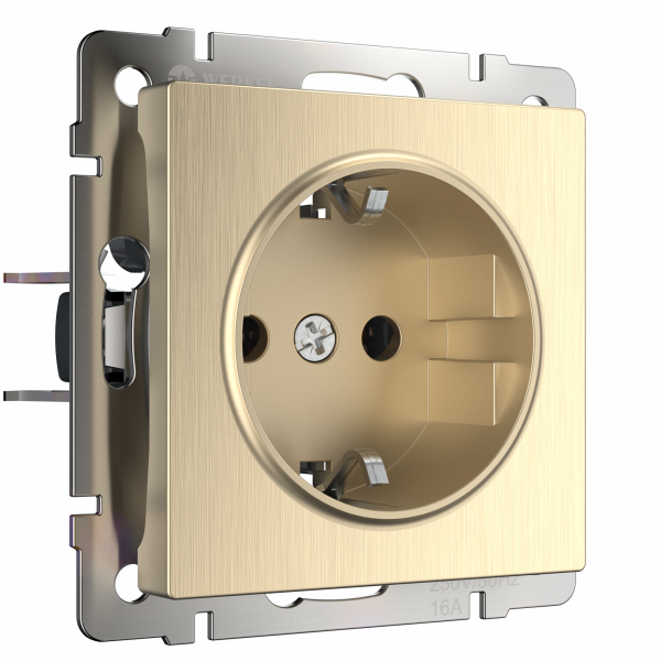 Розетка Шампань рифленый Скрытой установки 1 мест с заземлением и шторками W1171110 (10)
