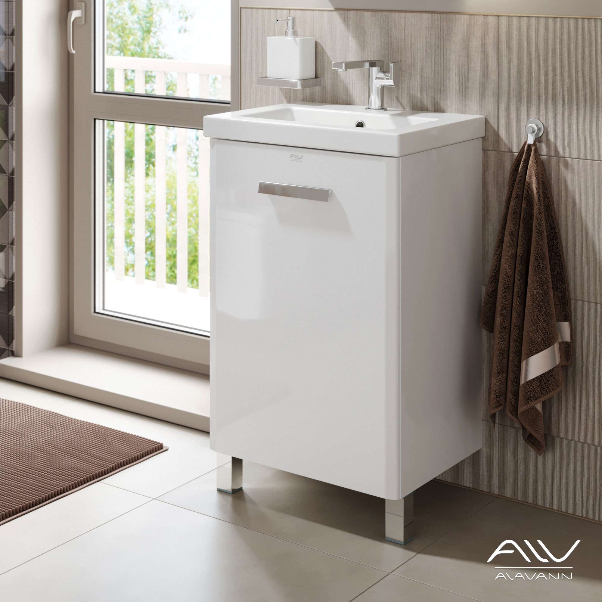 Тумба Dorn 50 + ум. Como 50 (белый) (1)