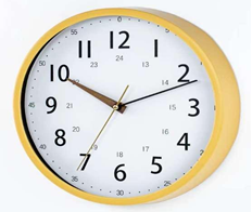Часы настенные круглые желтые со стрелками 30 см, пластик
