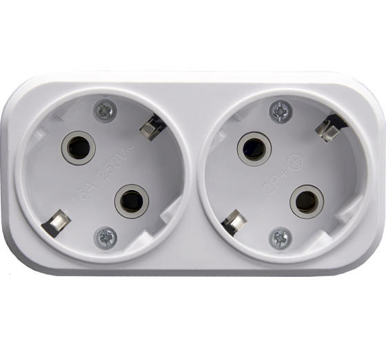 Разветвитель сетевой на 2 выхода с заземлением 250В 16A белый ADP16-22-20