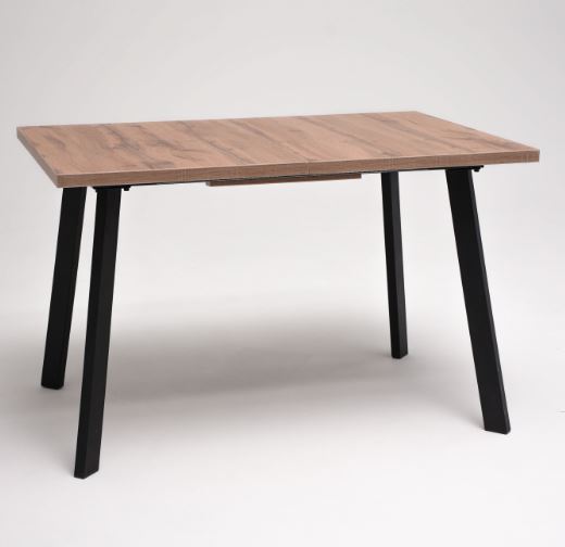 Стол РИНО раздвижной 1200/1600*800*750 ЛДСП Дуб ВОТАН, ноги металл ЧЕРНЫЙ