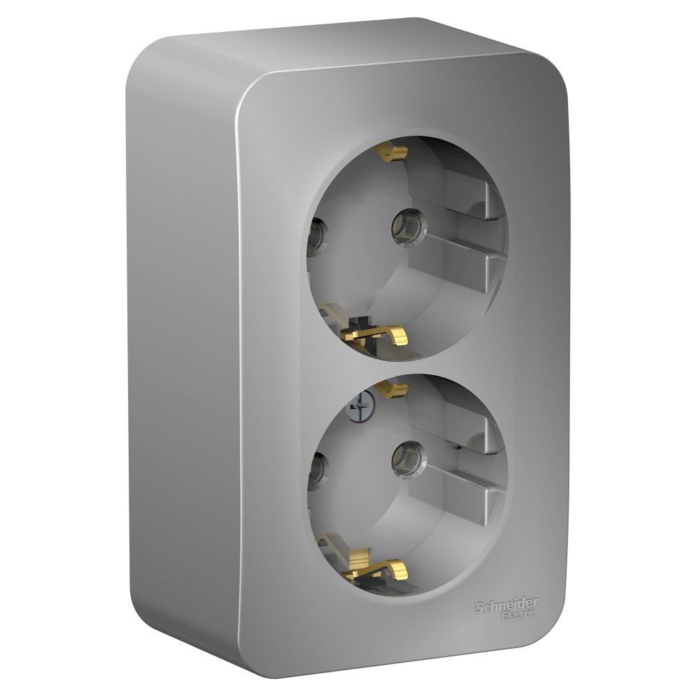 Алюминий розетка 2-м ОП Blanca 16А IP20 250В с заземл. без защ. шторок SE BLNRA010203 (8)