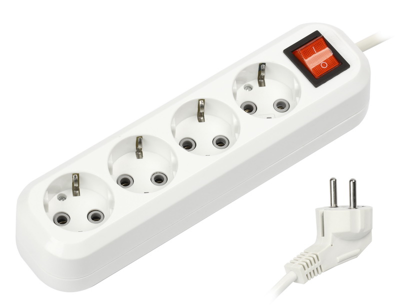 Удлинитель 4 гнезда 5 метров 16А/3,5кВт с выкл. и зазем. ПВС 3х1,0 Smartbuy (30)