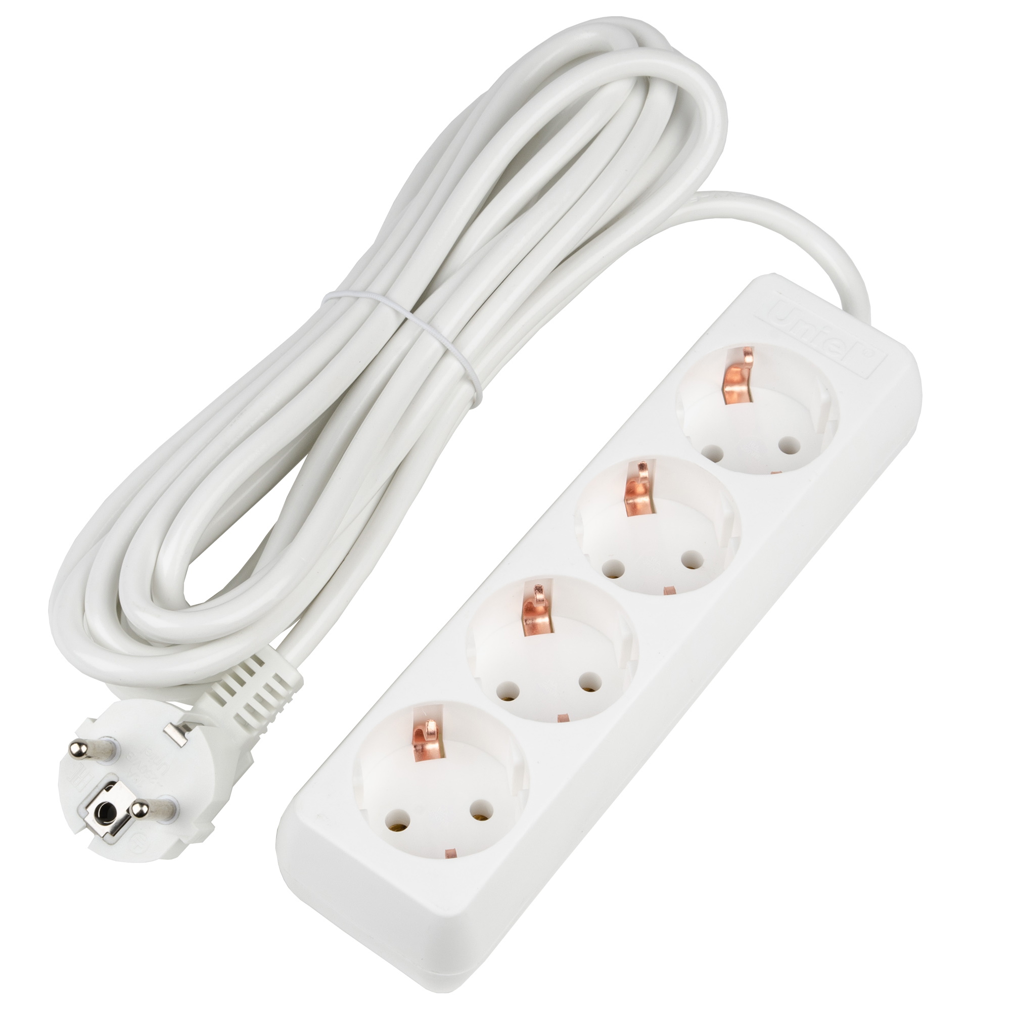 Удлинитель серии Ultra, шнур 5м., 4 гнезда, 16A, с/з. Белый. TM Uniel