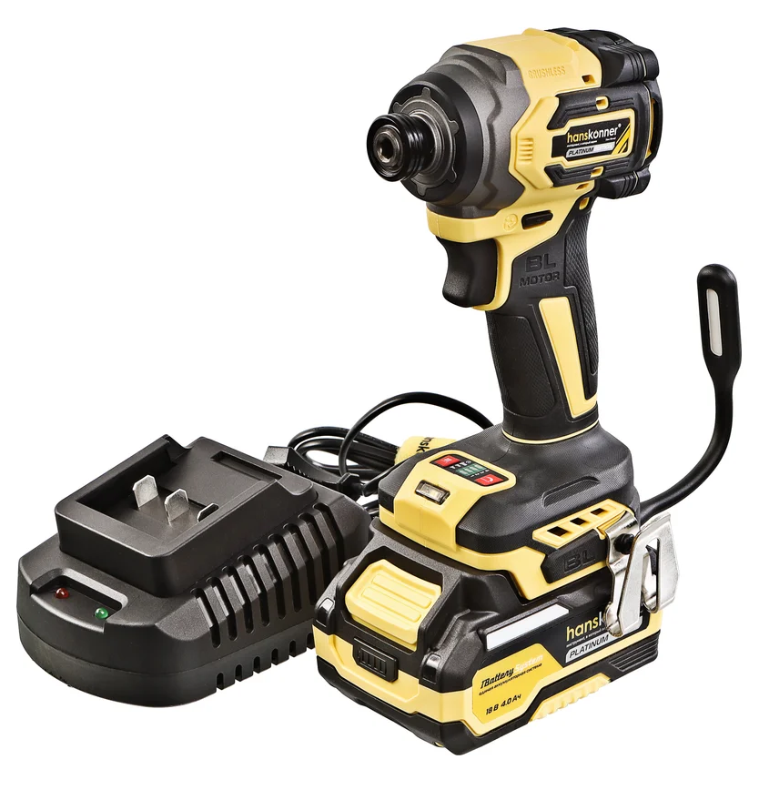 Винтоверт удар б/щ Hanskonner PLATINUM, 18В,1BatterySystem,280Нм,1/4",1x4Ач,кейс HS