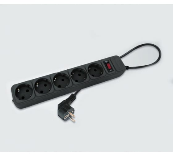 Фильтр-удлинитель сетевой SP-545 4,5м, цвет: чёрный, упаковка: пакет, Спутник