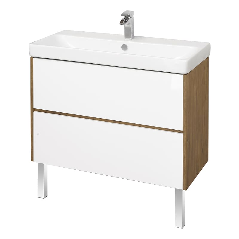 Тумба Сканди 90 Бел/Белый глянец + Рак. Адриана 90 (1)