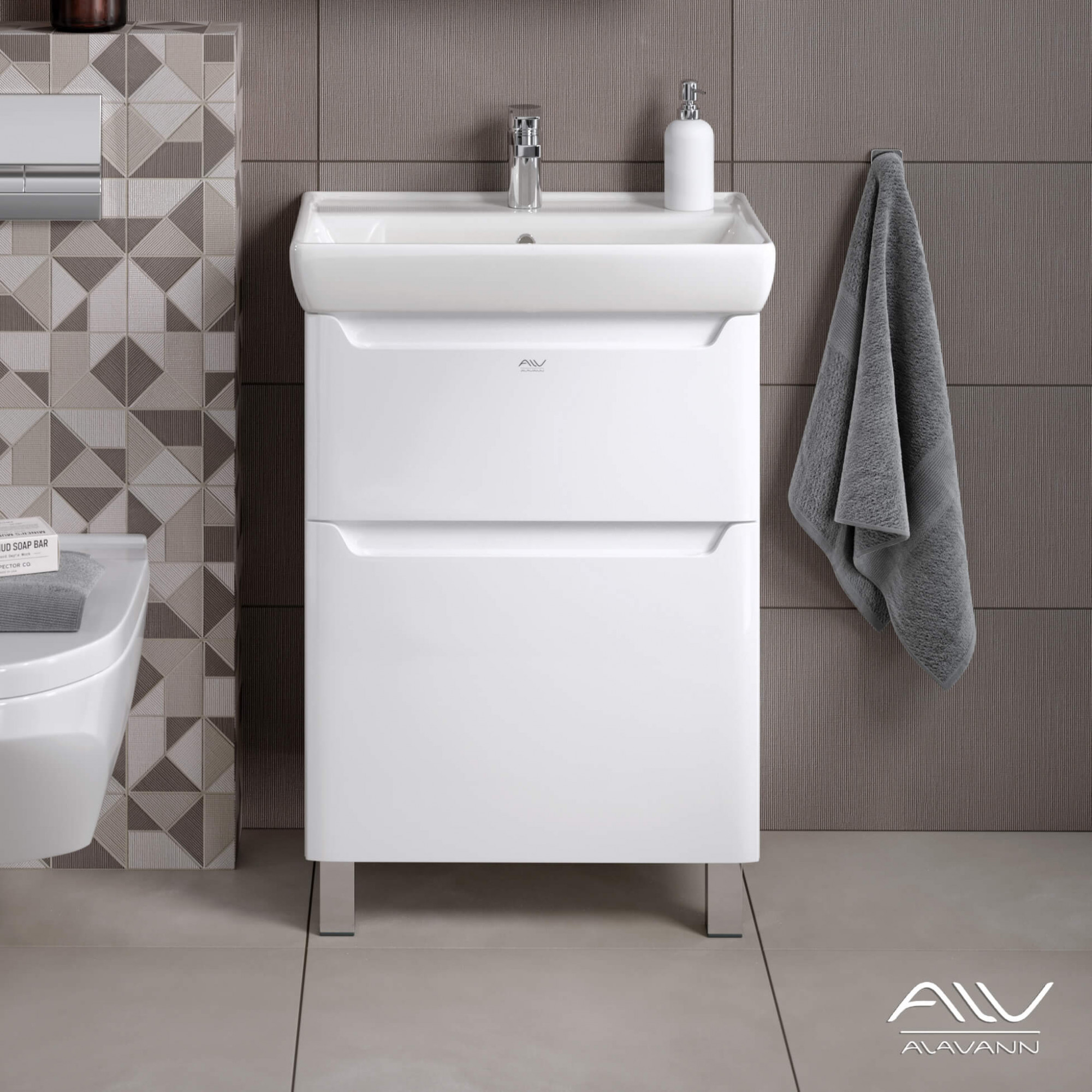 Тумба Lana 60 + ум. Q60 (белый) (1)