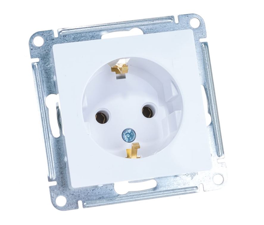Белый розетка 1-м СП с заземл. 16А ATLAS DESIGN (160/20)