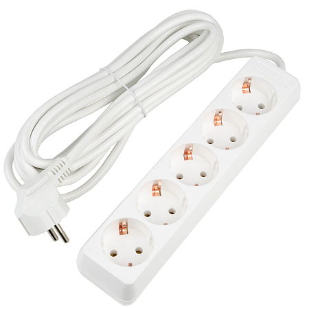 Удлинитель серии Ultra, шнур 5м., 5 гнезд, 16A, с/з.S-GCU5-5 WHITE Белый. TM Uniel (10)
