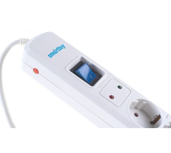 Сетевой фильтр Smartbuy, 16А, 3500 Вт, 6 гнезд, с з/ш, земля, ПВС 3x1.0, 5 м, белый