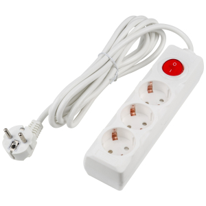Удлинитель серии Ultra, шнур 3м., 3 гнезда, 16A, с/з. Белый. TM Uniel (10)