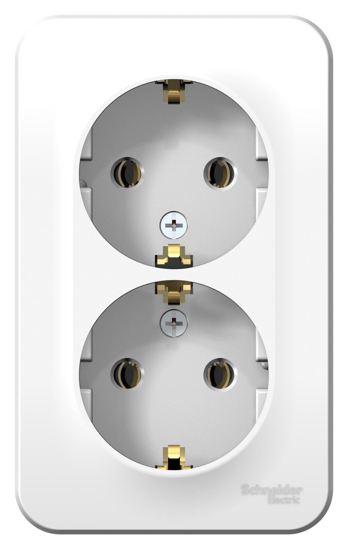 Белый розетка 2-х местная открытой установки с заземлением BLANCA Schneider (8)