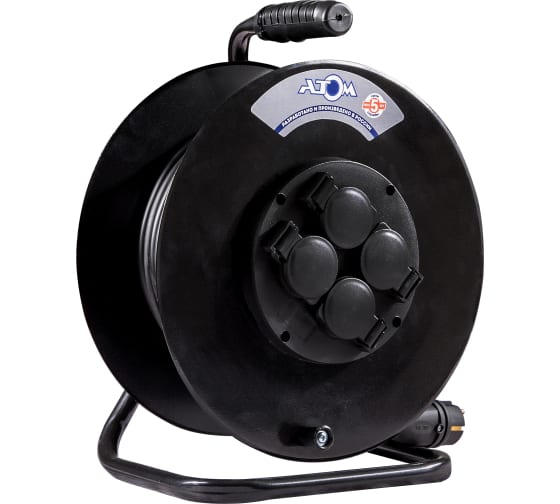 Удлинитель силовой АТОМ/АТЛАНТ КГ 3500 Вт 30м на металлической катушке IP 44 (c/зазем)