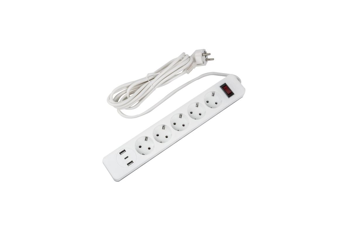 Сетевой фильтр серии Standard, шнур 3м (Пвс 3х0,75), 4 гнезда, с/з, 2USB+1TYPE C, 10A, 2500Вт
