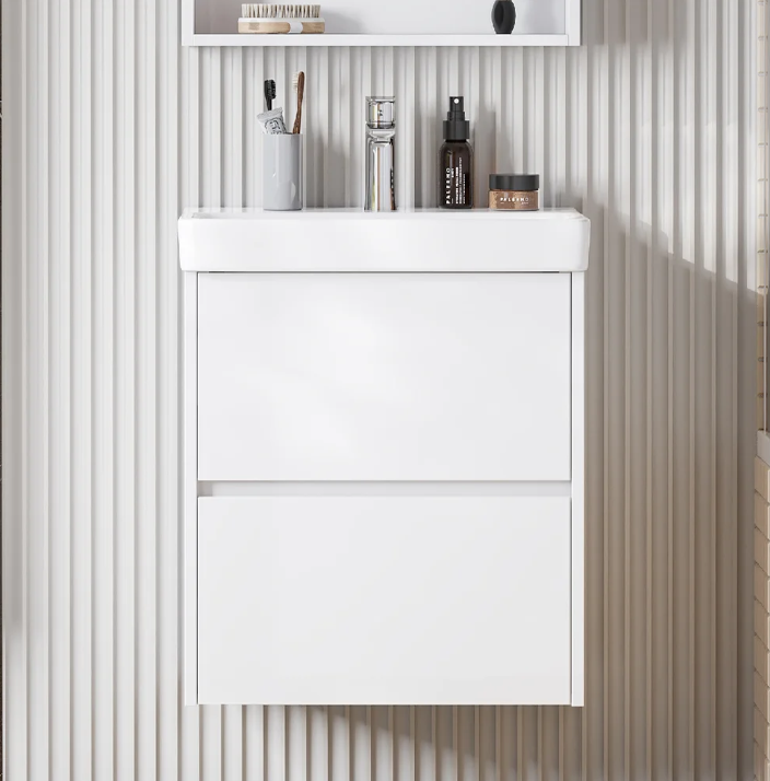 Тумба Сканди 55 Белый матовый/Белый глянец + ум. Адриана 55 (1)