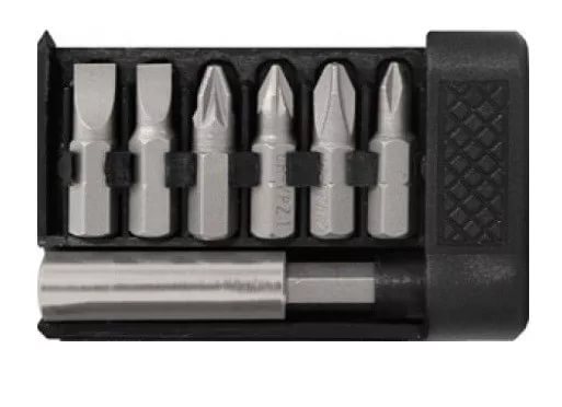 Биты набор 6шт CrV 25мм+адаптор в пластиковом держателе (30)