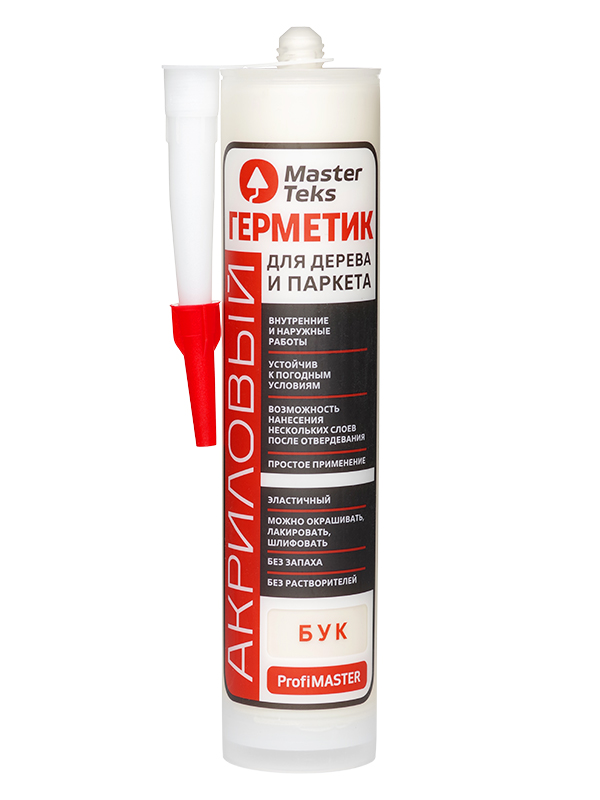 Герметик акриловый MasterTeks ProfiMaster для дерева и паркета 290 мл бук (12)