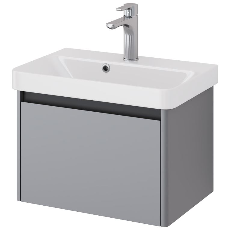 Тумба Dreja Luxury 55 подвесная 1 ящ.+ ум. Luxury 55 mini (серый)