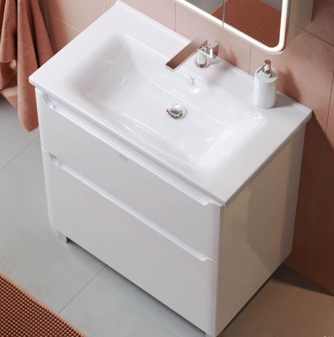 Тумба "Lana 80" + ум. Миранда 80 (белый, бок эмаль)