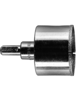 Коронка алмазная по кафелю и стеклу, d=55 мм, зерно Р 60, в сборе с центр сверлом и имбусовым(_10_)