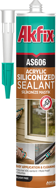 Герметик силиконакриловый, Akfix AS606, 310 мл. Белый (24)