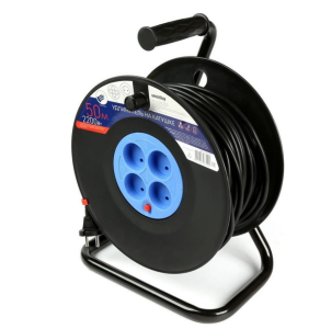 Удлинитель на катушке 4 гнезда 50м,без заземления с предохранителемПВС 2*1,0 10А/2,2кВт (4)