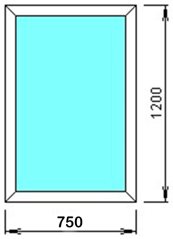 Окно 1-створ ( глух.) 750*1200 WHS_60