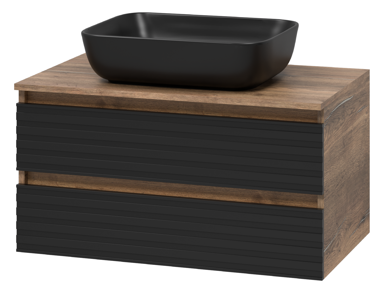 Тумба подвесная 2 ящ.DAKOTA - 80 + Умывальник накладной "Nuage" 55см мат. черный