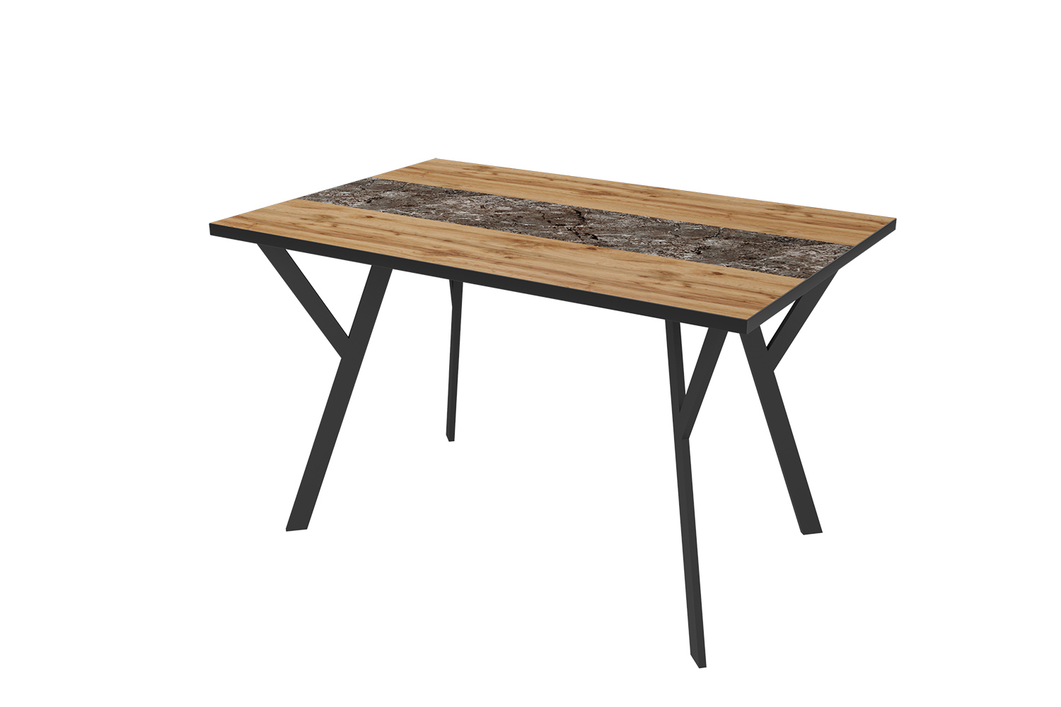 Стол обеденный МИЛАН (Столешница - ЛДСП) Ст114.0 (МЕТАЛЛ Графитовый Муар/ЛДСП Дуб Вотан/ПЛАСТИК Мрам