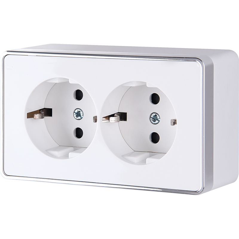 Розетка Белый Открытой установки 2-х мест С заземлением  Gallant W5072101 (5)