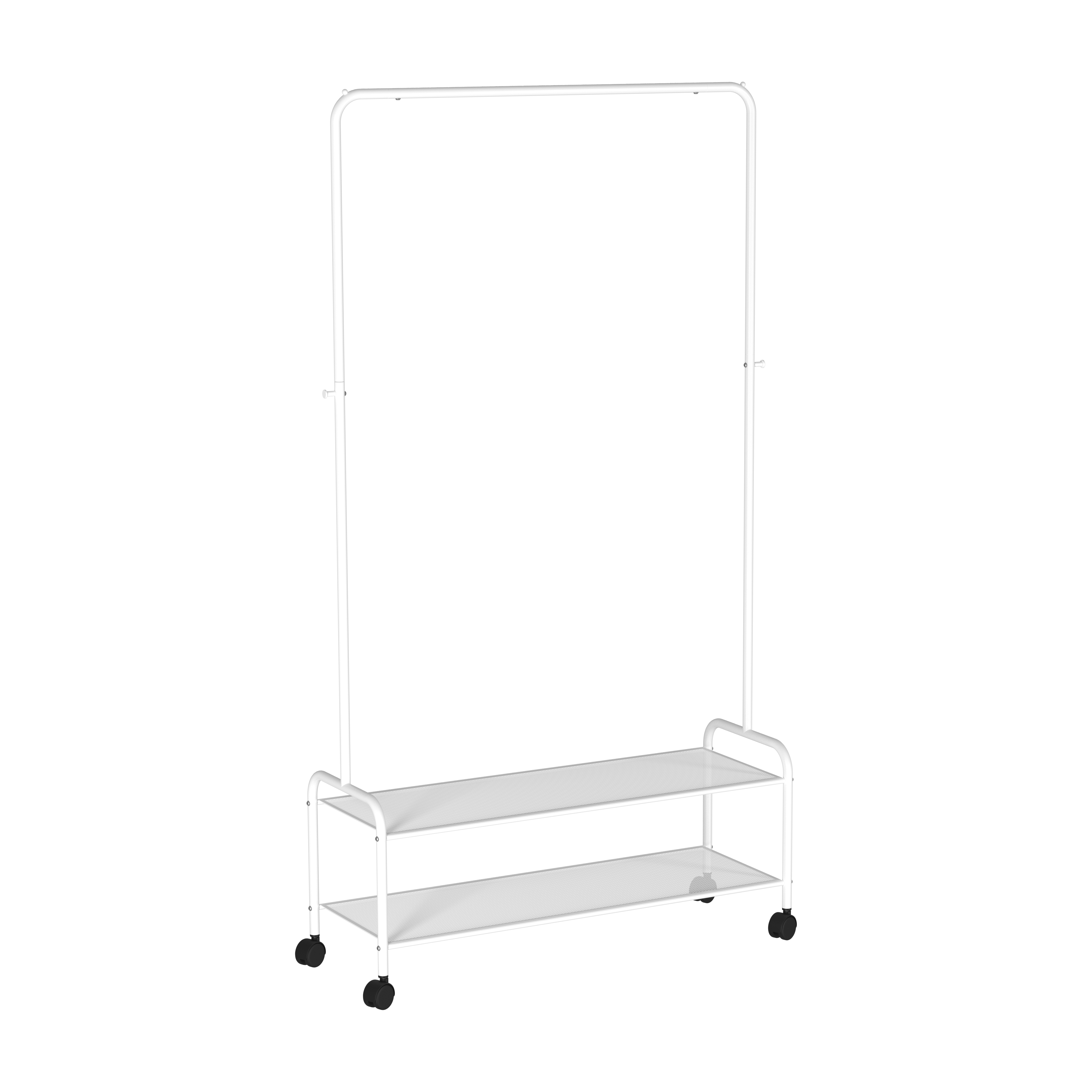 Вешалка гардеробная "Валенсия 32М" с двумя полками, на колёсах (Белый)