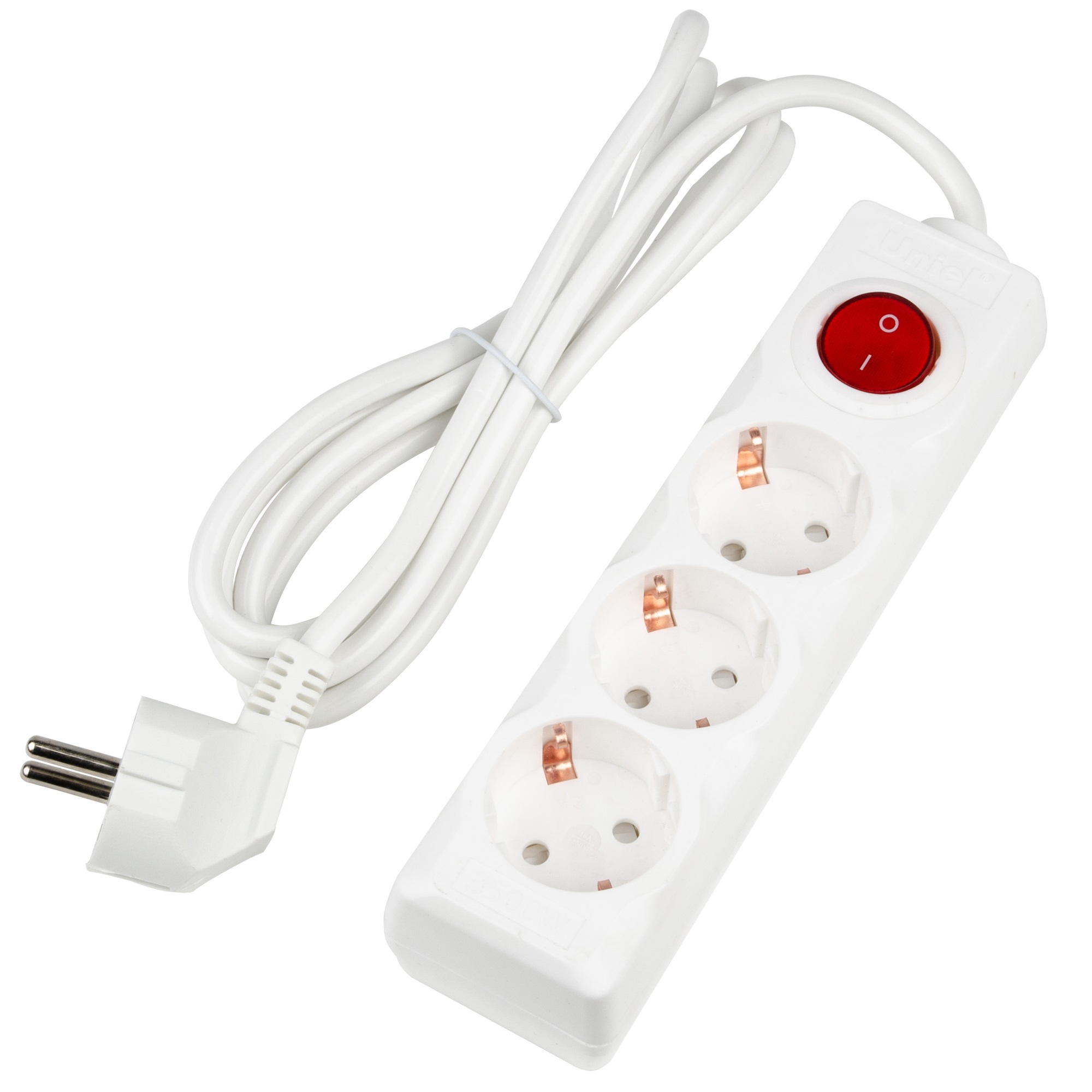 Удлинитель серии Ultra, шнур 2м., 3 гнезда, 16A, с/з. Белый. TM Uniel