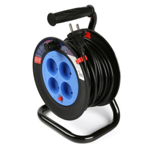 Удлинитель на катушке 4 гнезда 10м,без заземления с предохранителем ПВС 2*1,0 10А/2,2кВт (4)