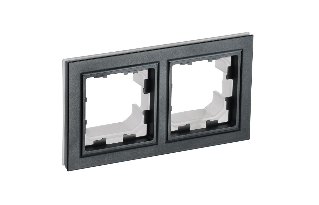 Черный рамка 2 поста IP44 РУ-2-БрЧ-44