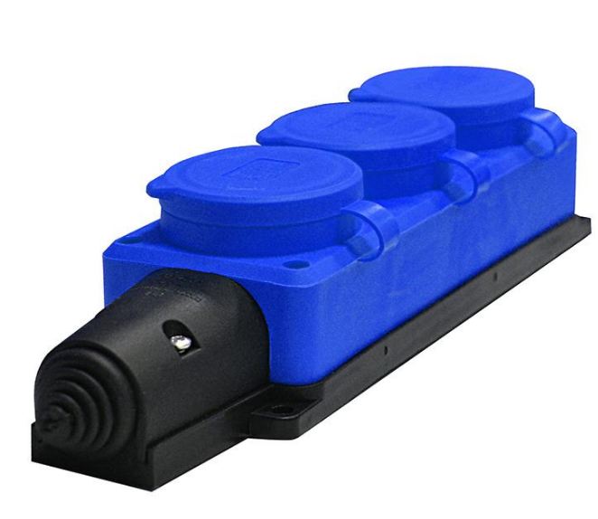 Колодка 3-м 1ф "КОМПАКТ" с заглушками каучук син. UNIVersal 3044