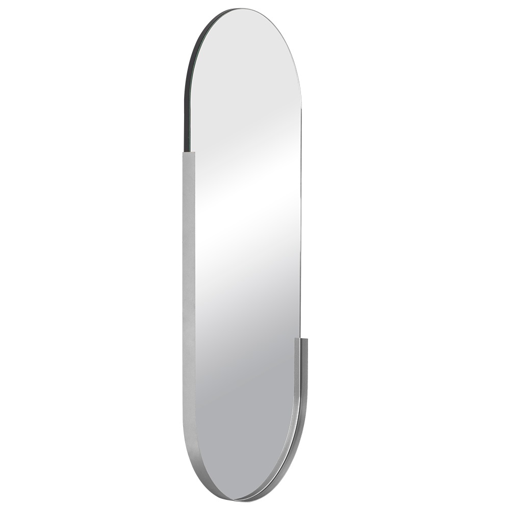 Зеркало интерьерное настенное в овальном корпусе из металла 110х45 см, серебро, Рубин