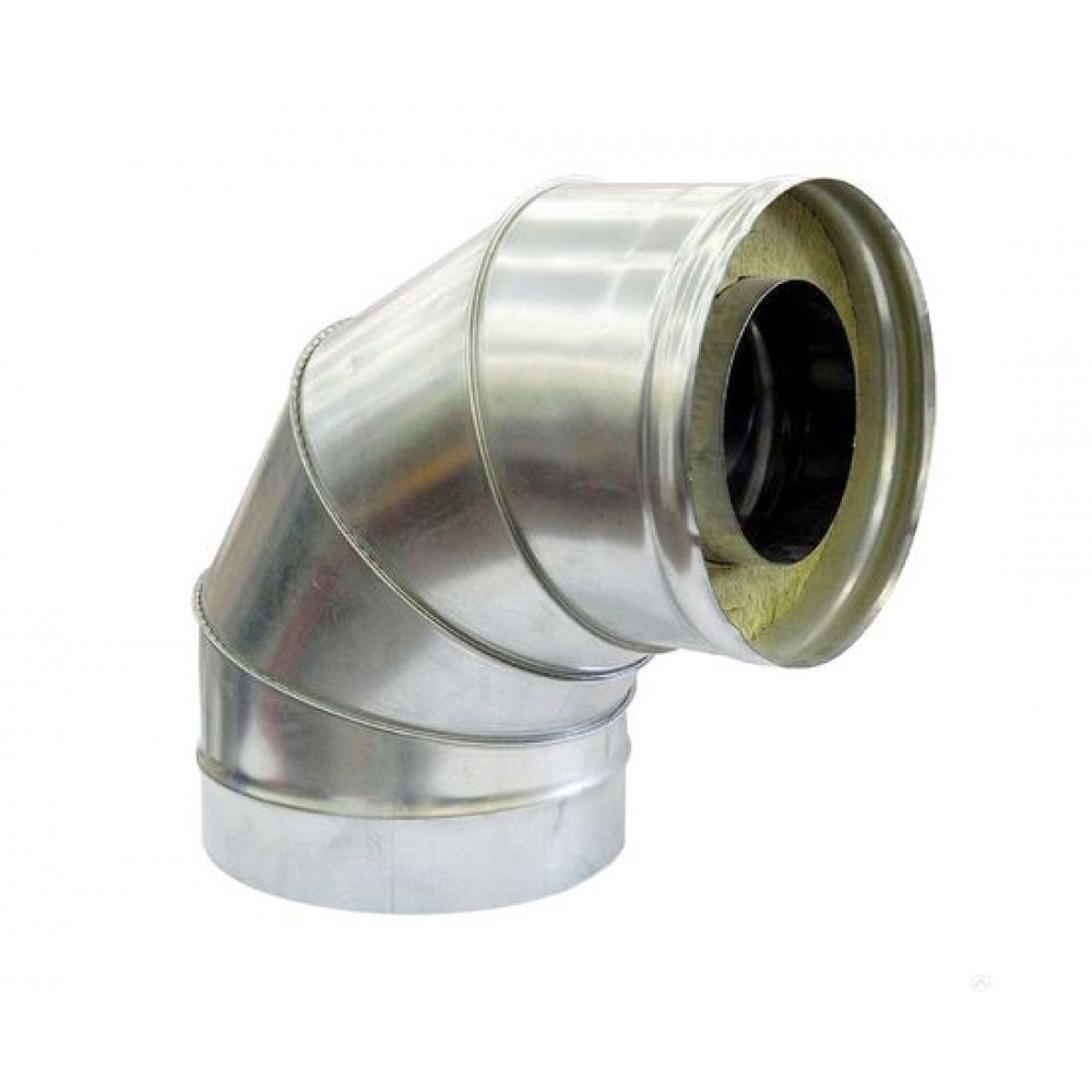 Сэндвич-отвод 90*, ф 150х220, AISI 439/Оц, 0,5мм/0,5мм, (К), удл=60мм