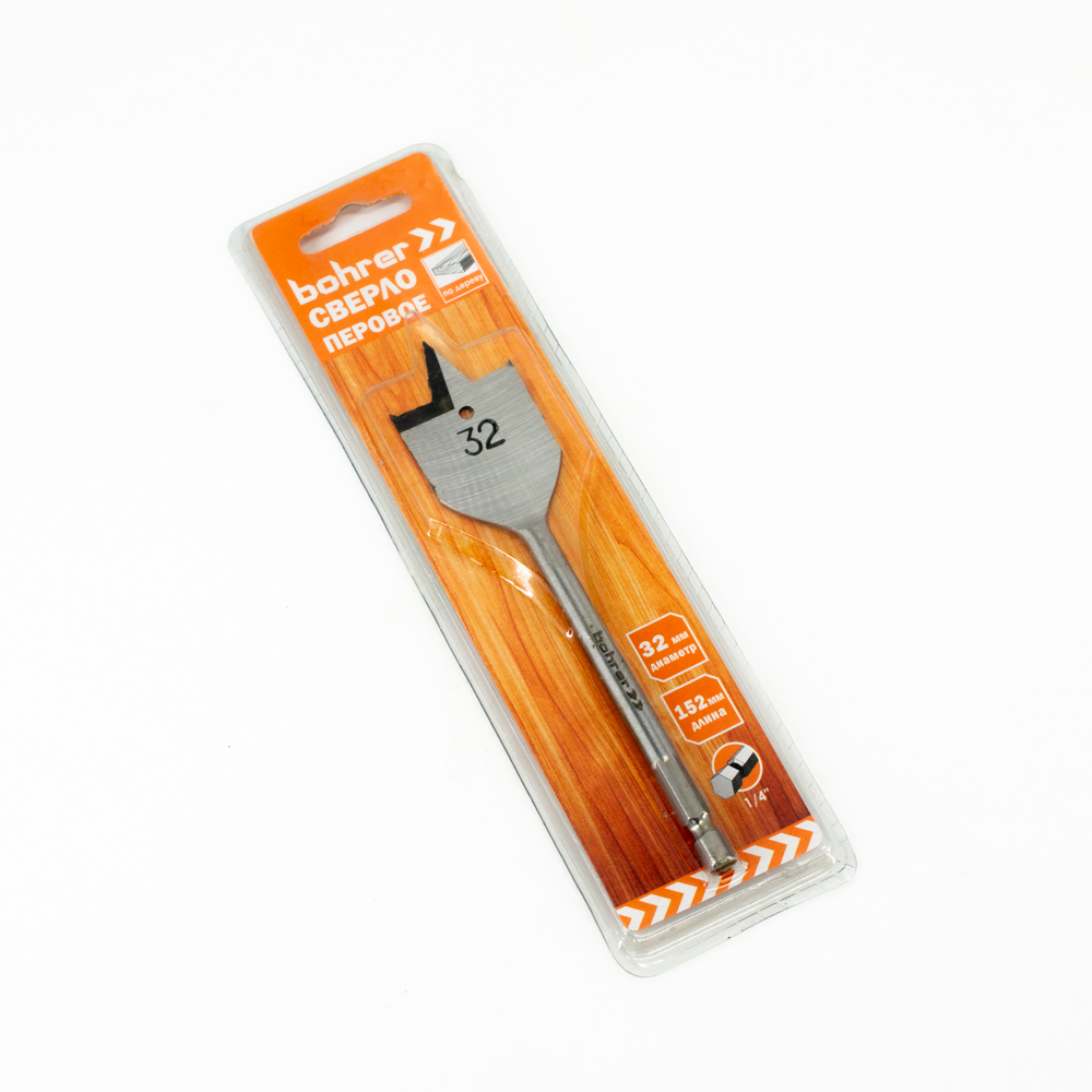 Сверло Bohrer перовое по дереву 32 х 152 мм (в блистере) (300/75/1)