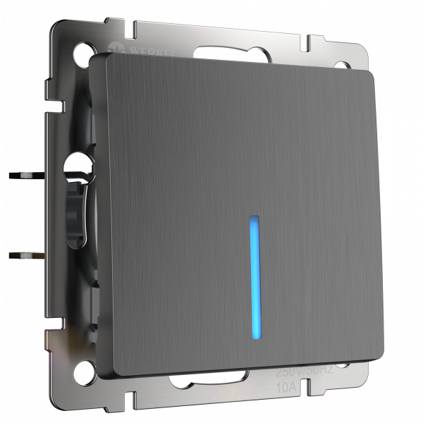 Выключатель Графит рифленый Скрытой установки 1 клав С подсветкой Werkel W1110104 (10)