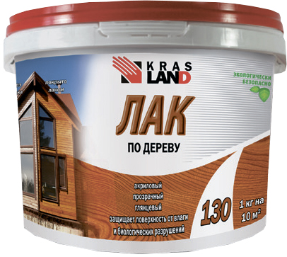 Лак акриловый по дереву Краслэнд-130 2кг бесцветный (4)