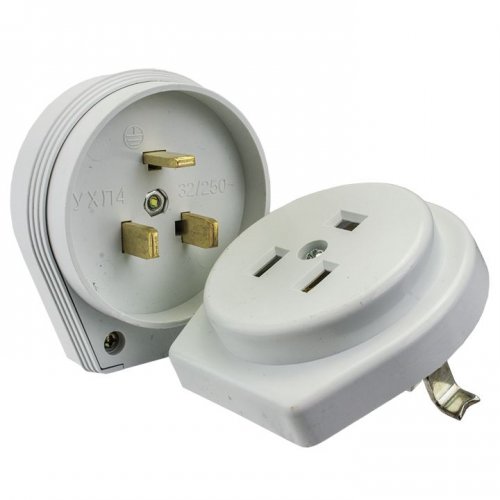 Разъем СП РШ/ВШ 32А/250В бел.пластик 2Р+РЕ (6)