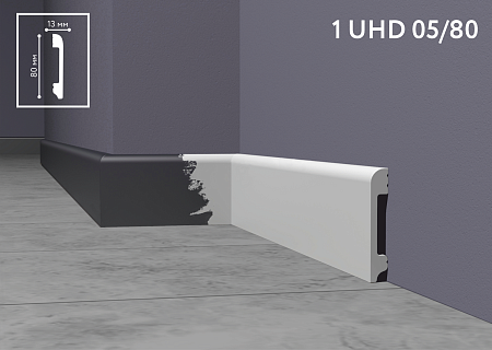 Плинтус напольный 1 UHD05/80, белый, L 2.4м (12)(Клей)