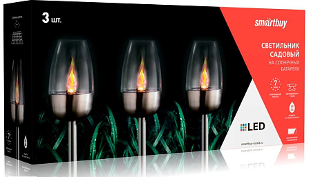 Садовый светильник Smartbuy на солнечной батарее, нержавеющая сталь, пластик, 7х7х38,5 см (SBF-123)