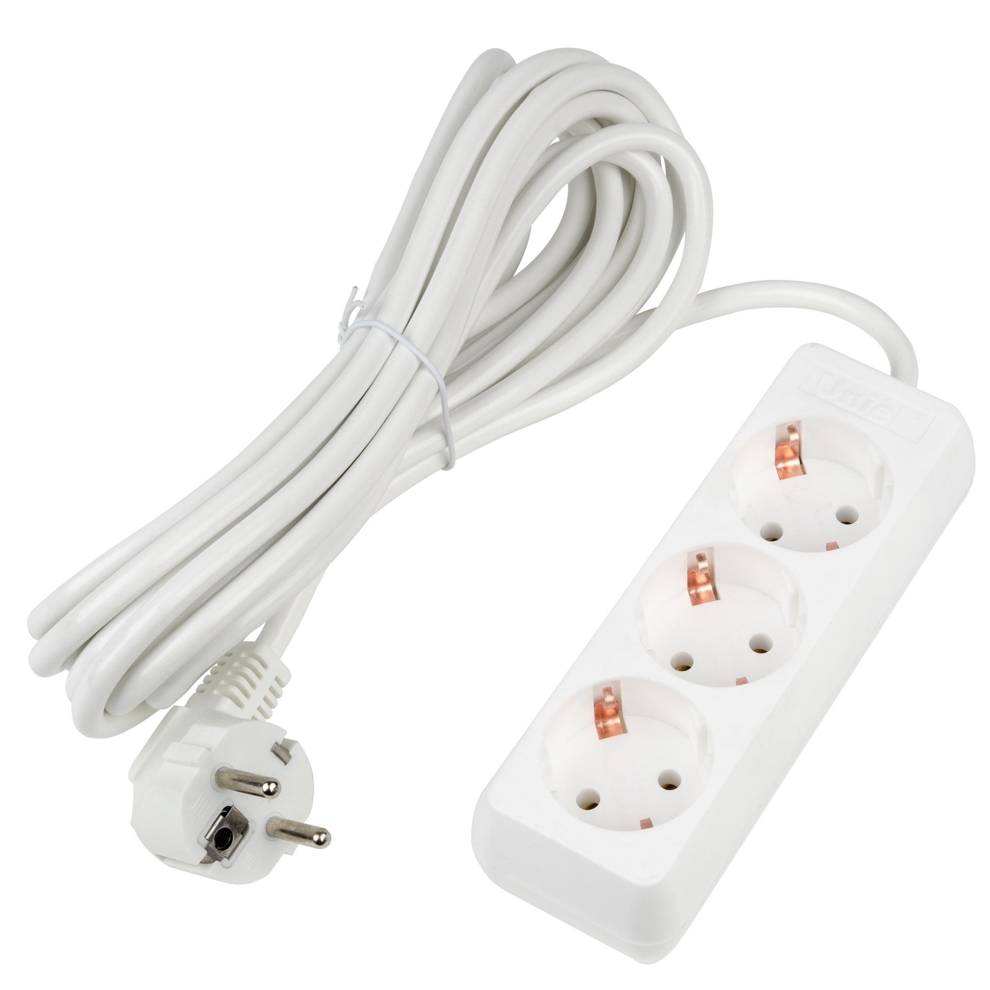 Удлинитель серии Ultra, шнур 5м., 3 гнезда, 16A, с/з. Белый. TM Uniel