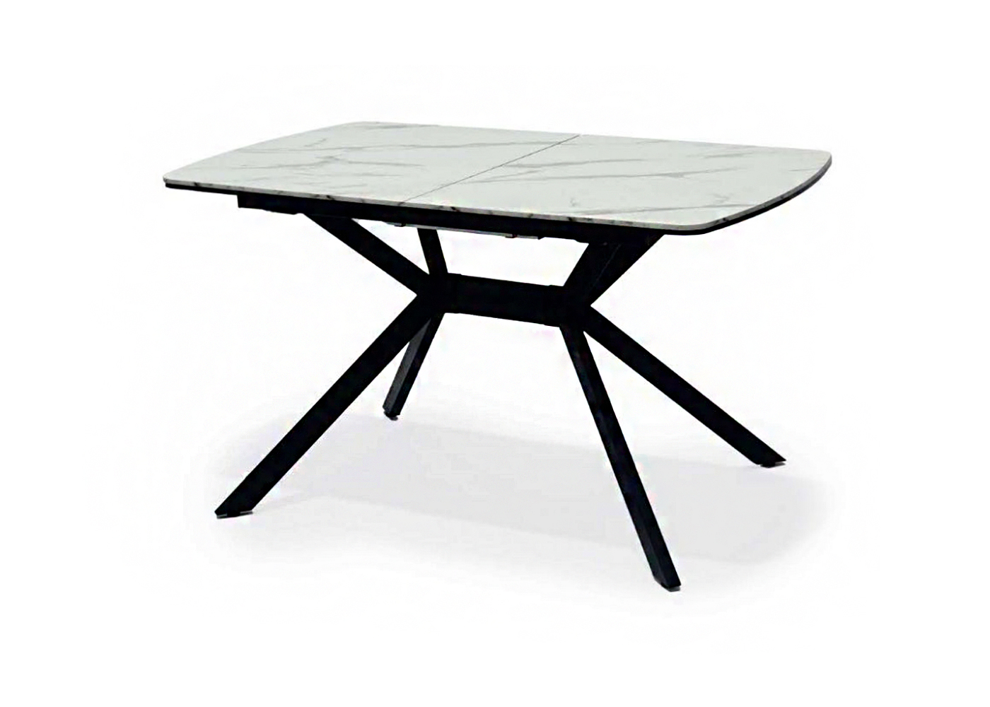 Стол ОЛИМП 1 Керамика (ДГ-1 мрамор белый,МДФ+пленка белая,каркас МУАР белый)